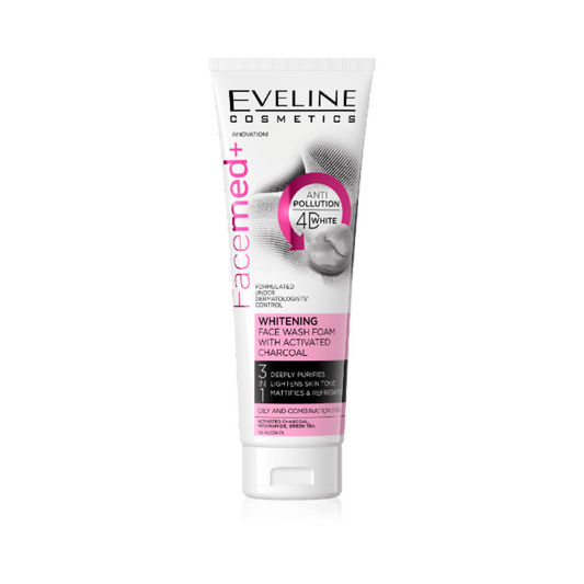 Eveline Whitening Face Wash Foam With Activated Charcoal 3 In 1